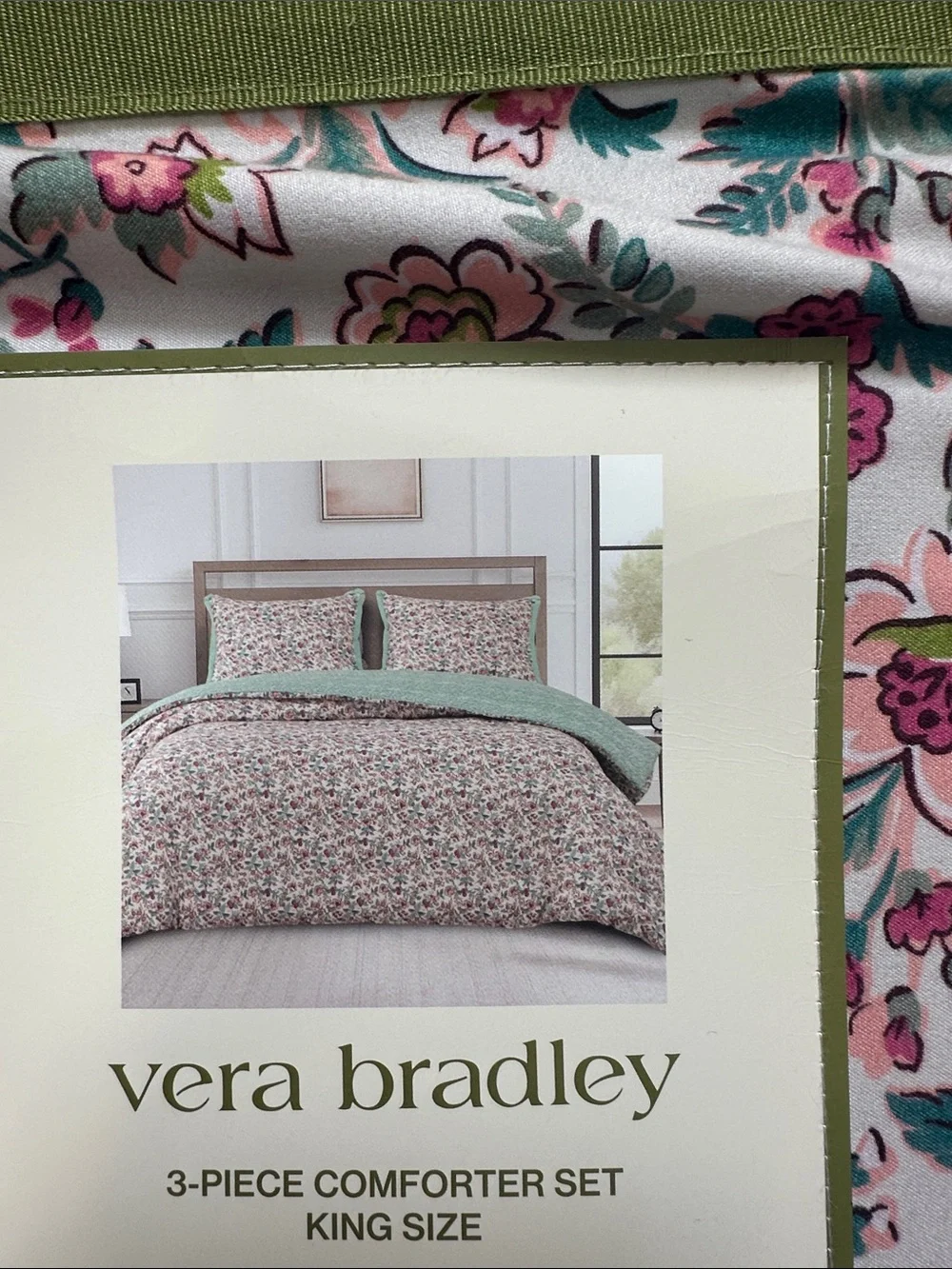 Vera Bradley Pink and Green Floral King Comforter Set
